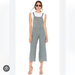 NWT Revolve Krisa 💯 linen wide leg open tie back jumpsuit overall pants sold out